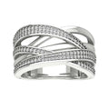 14K White Gold Diamond Criss Cross Band Ring, Size 7 A973130