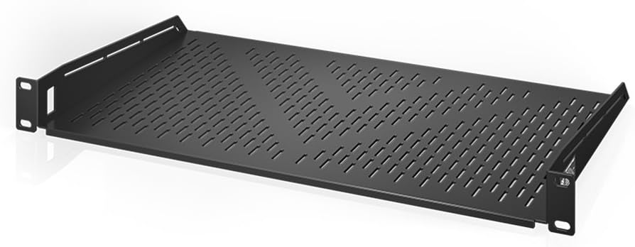 Vented Cantilever 1U Universal Rack Shelf, 10 Deep, Heavy-Duty 2.4mm Cold Rolled Steel, 60lbs Capacity Pack of 2 D90176