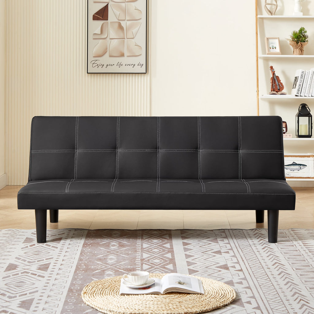 Black PU Convertible Sofa Bed O79738