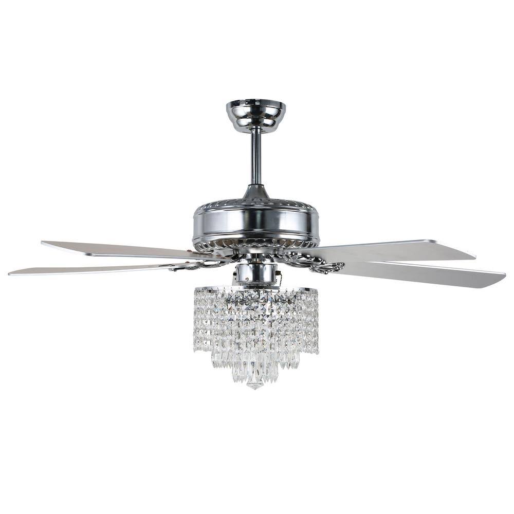 Chrome Crystal Ceiling Fan with Light Kit and Remote Control A472