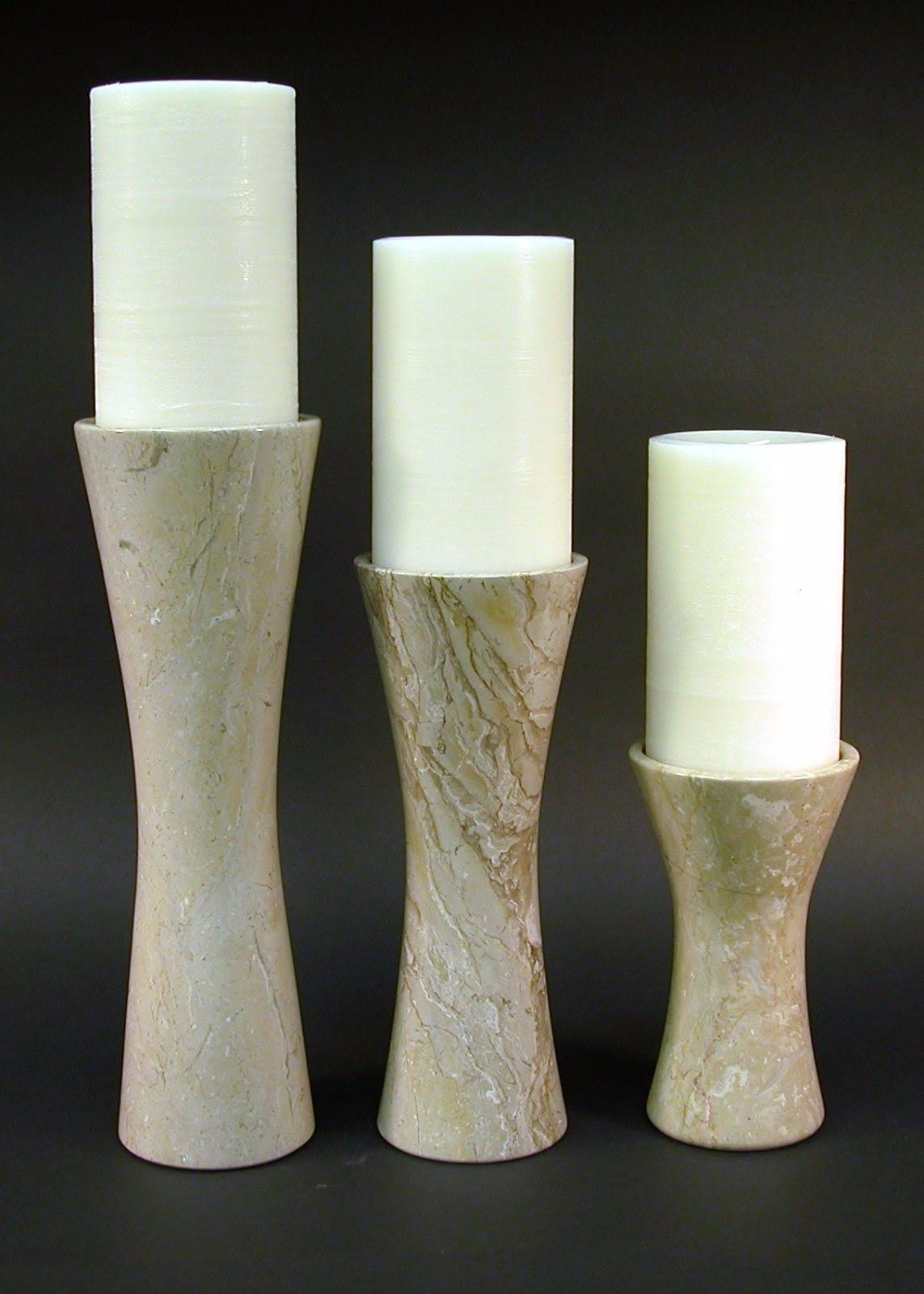 Sahara Beige Marble Candle Holder Set E978