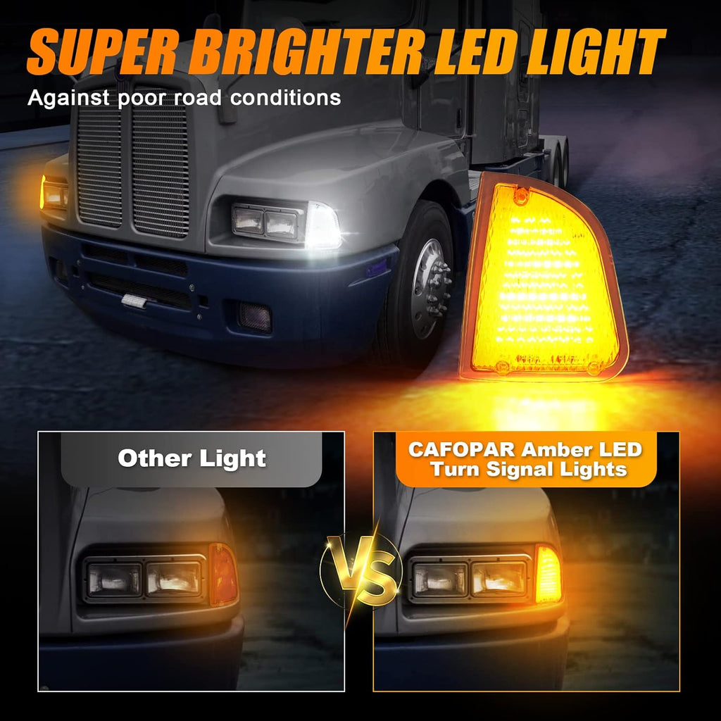 Front LED Turn Signal and Parking Lights Assembly, Amber and White, Clear Lens, Pack of 2 Z411069