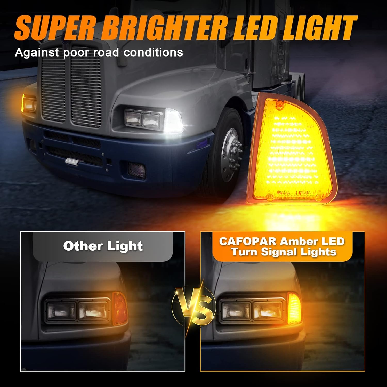 Front LED Turn Signal and Parking Lights Assembly, Amber and White, Clear Lens, Pack of 2 Z411069