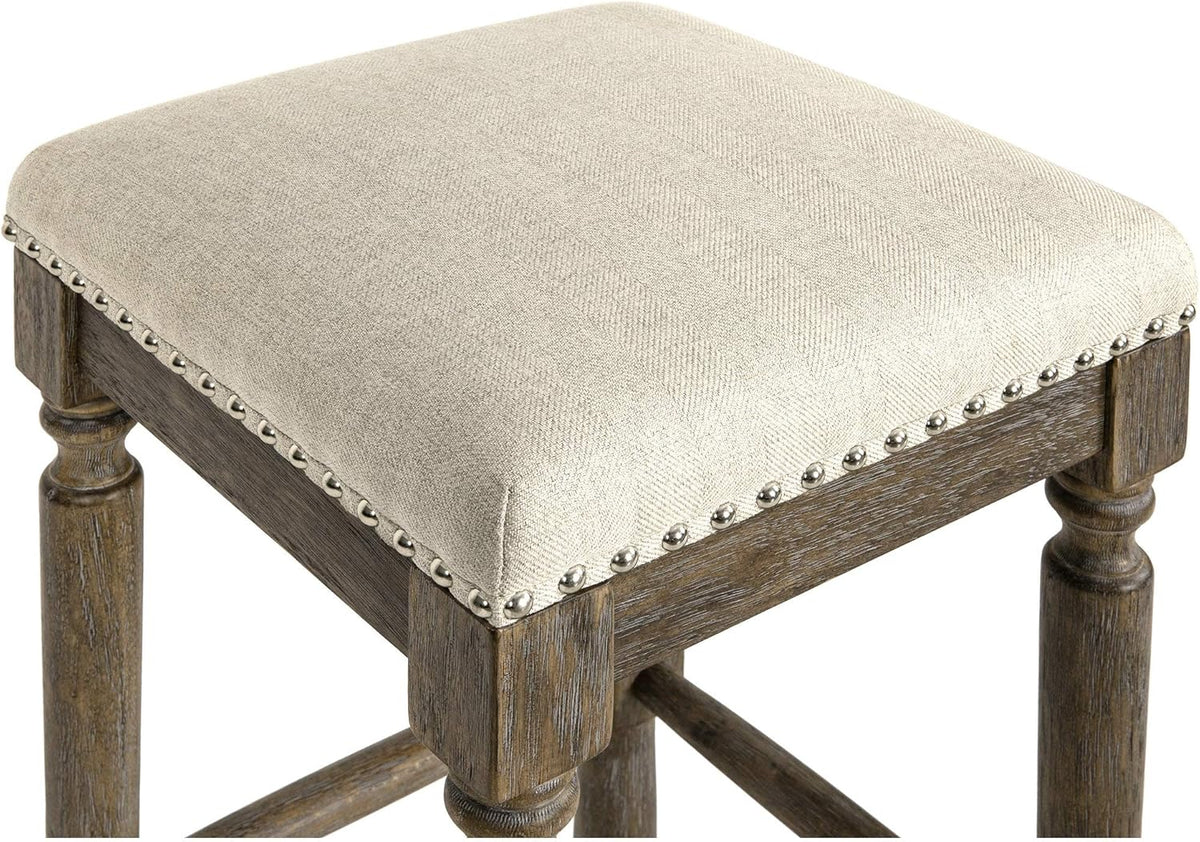 Kitchen Counter Barstool 30 Inch Seat Height Taupe Set of 2 P249