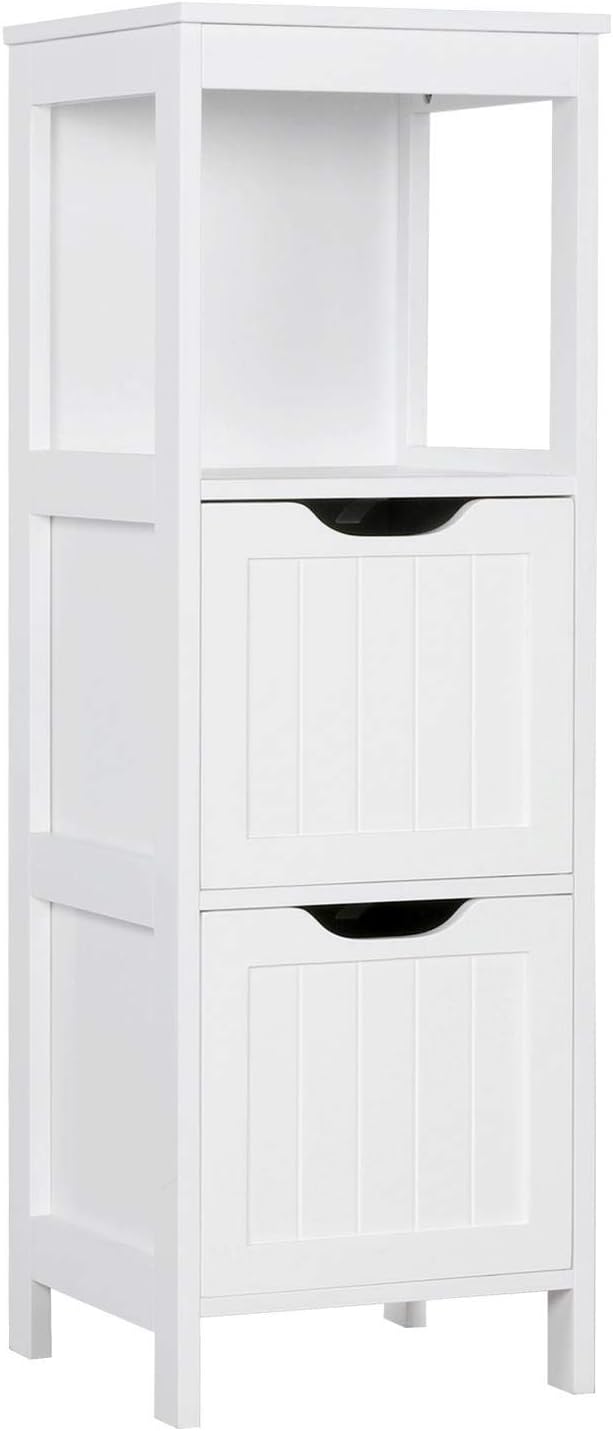 White 2 Drawer Wood Floor Cabinet Q90843