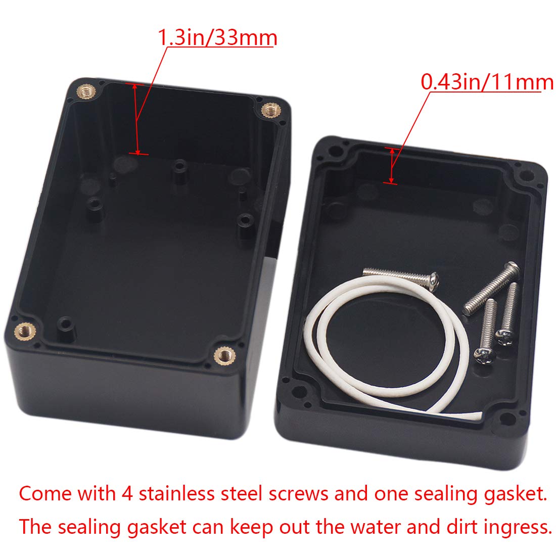 2 Pack Waterproof Plastic Junction Box ABS IP65 Electronic Project Case Power Enclosure 3.94 x 2.68 x 1.97 inch P52293