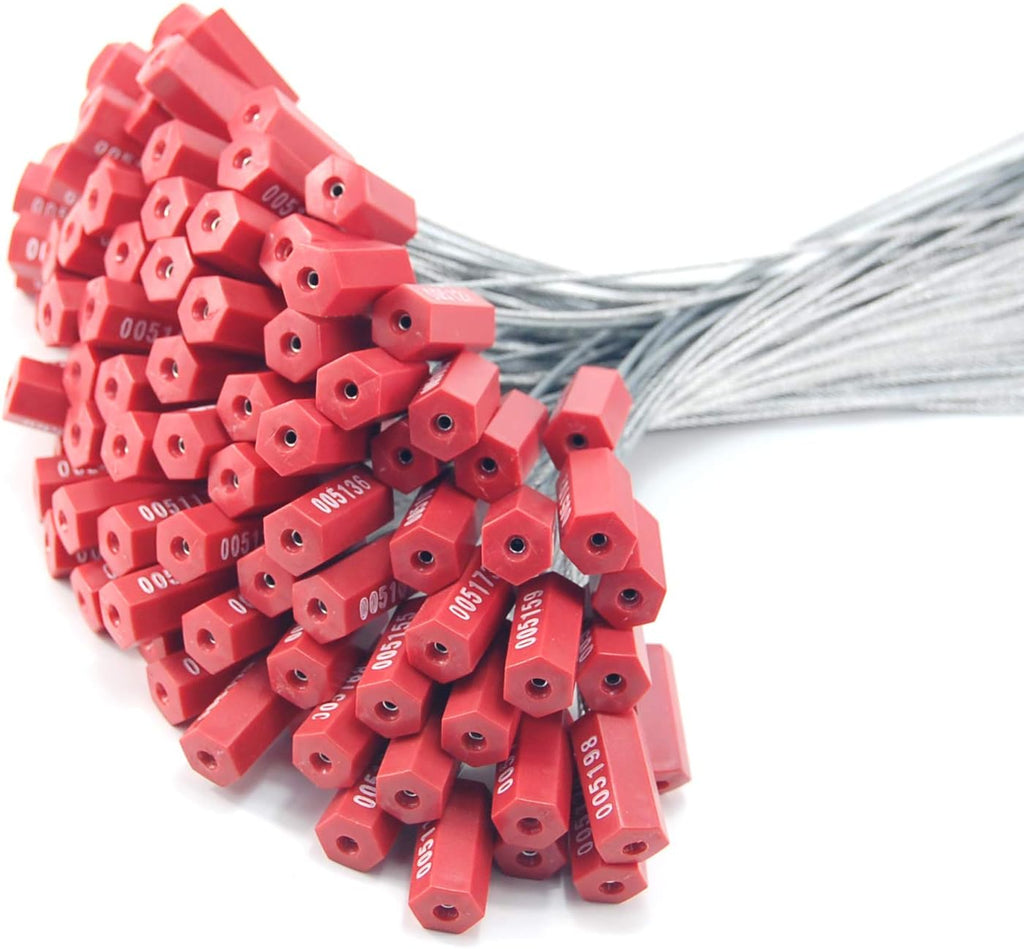 Red Numbered Steel Security Cable Seals, Pack of 50pcs Y974