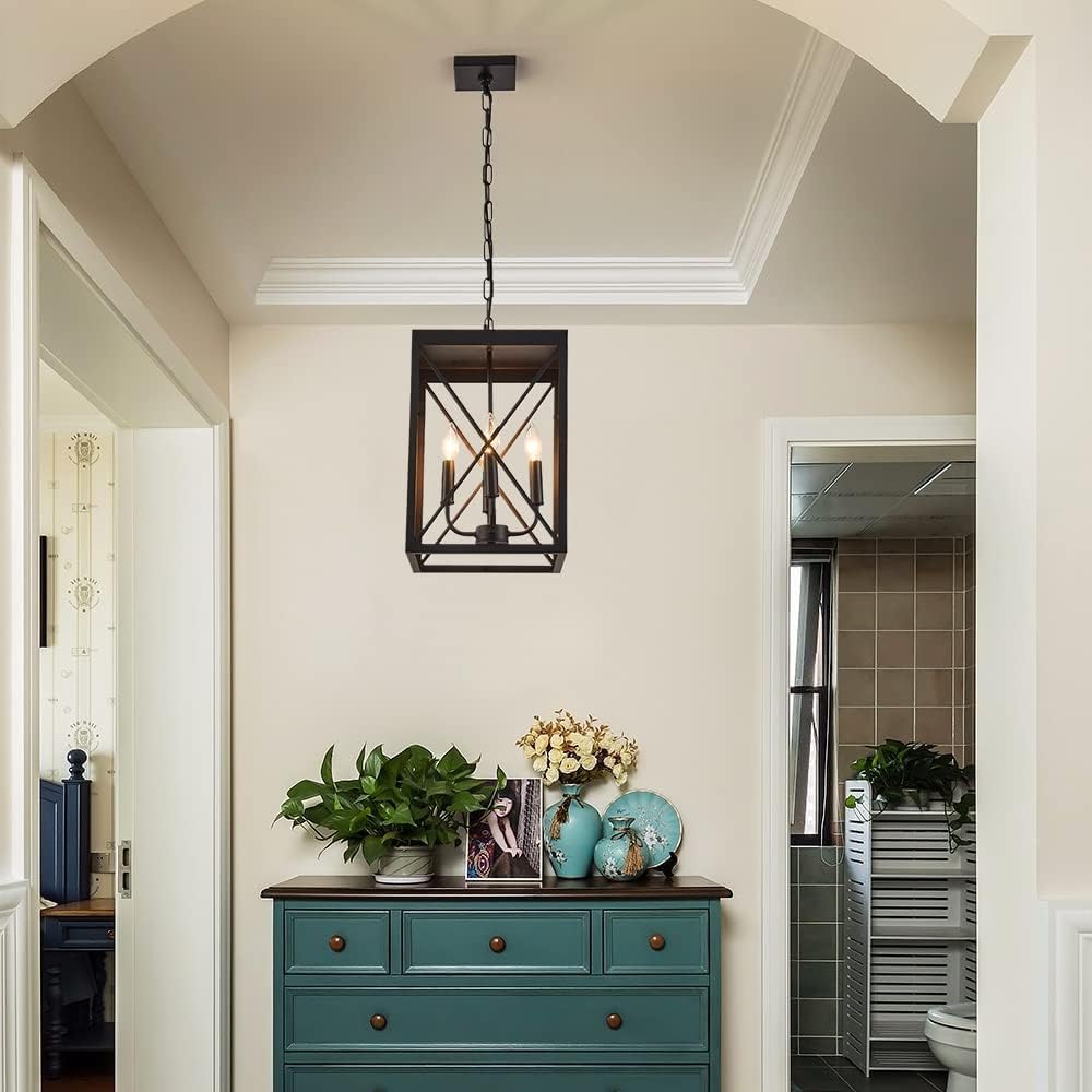 Black 4 Lights Cage Chandelier I121834