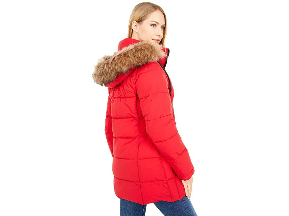 Heavy Puffer with Stretch and Faux Fur Hood F76248