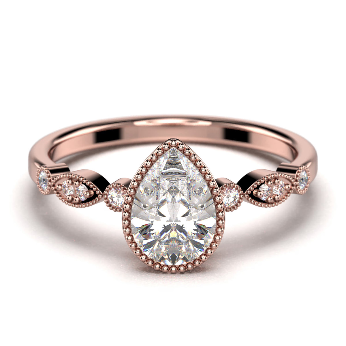 1.25 Carat Pear Cut Moissanite Engagement Ring in 925 Sterling Silver With 18k Rose Gold Plating R46940