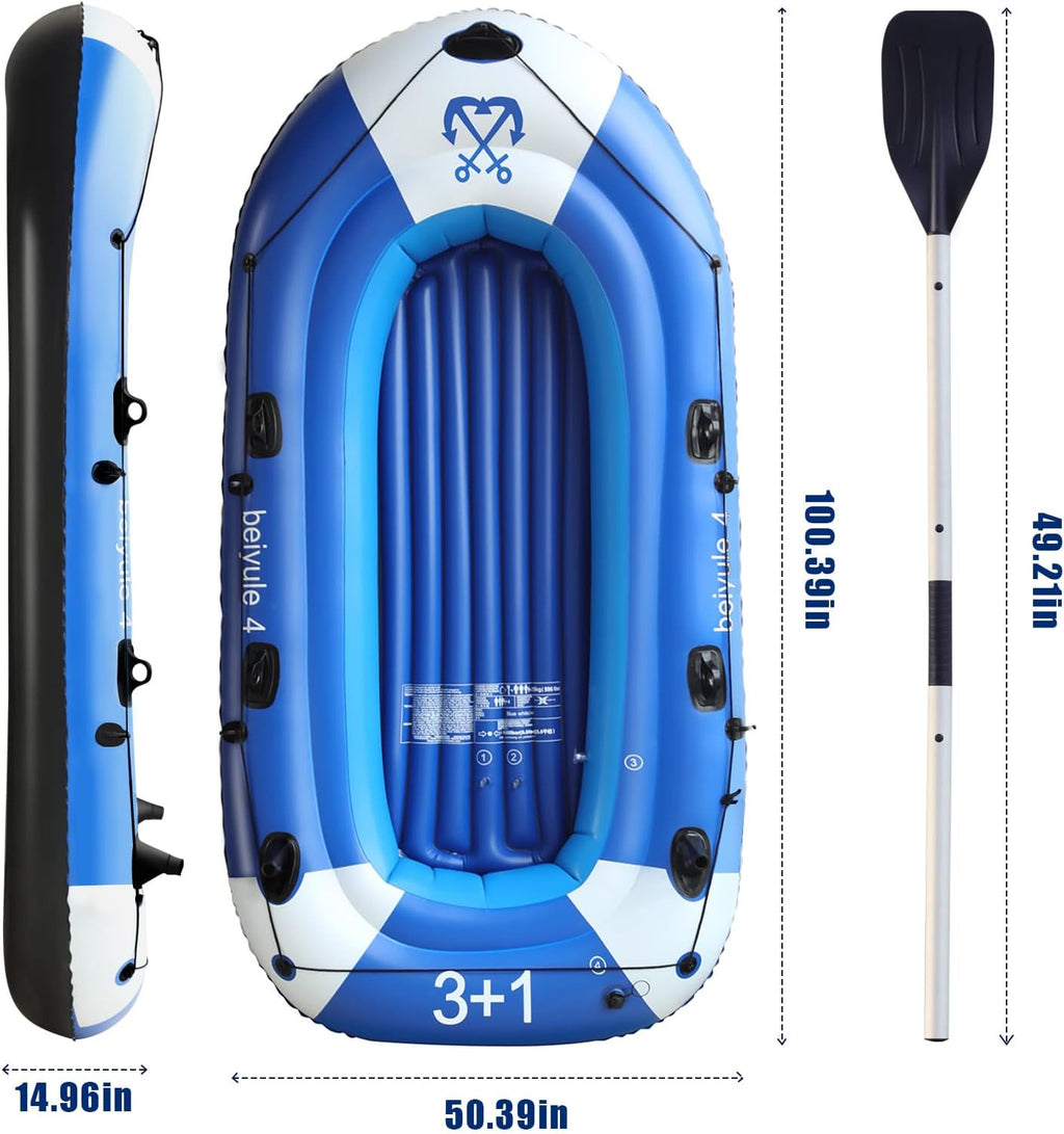 4 Person Inflatable Boat with Air Pump Rope Paddle Repair Patch U4720