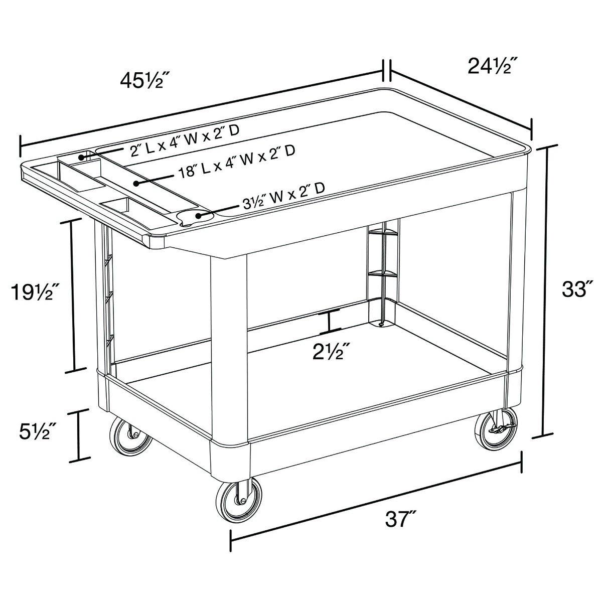 Black Heavy-Duty 2 Shelf Utility Cart C61073