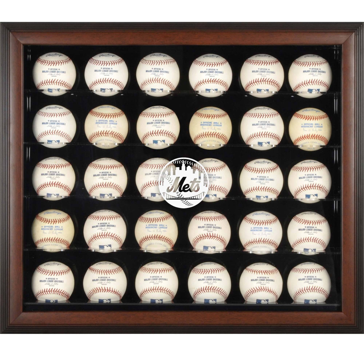 Brown Framed 30-Ball Display Case E7372