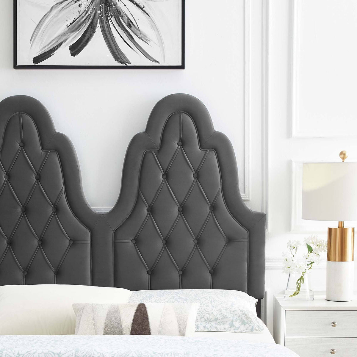 Tufted Teal Performance Velvet Twin Headboard S32044