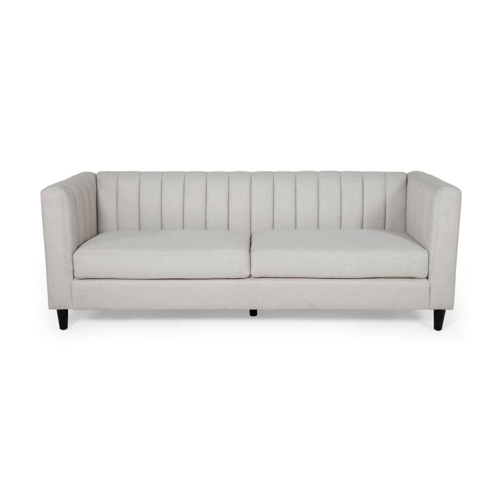 Beige Channel Stitched Fabric 3 Seater Sofa I622058