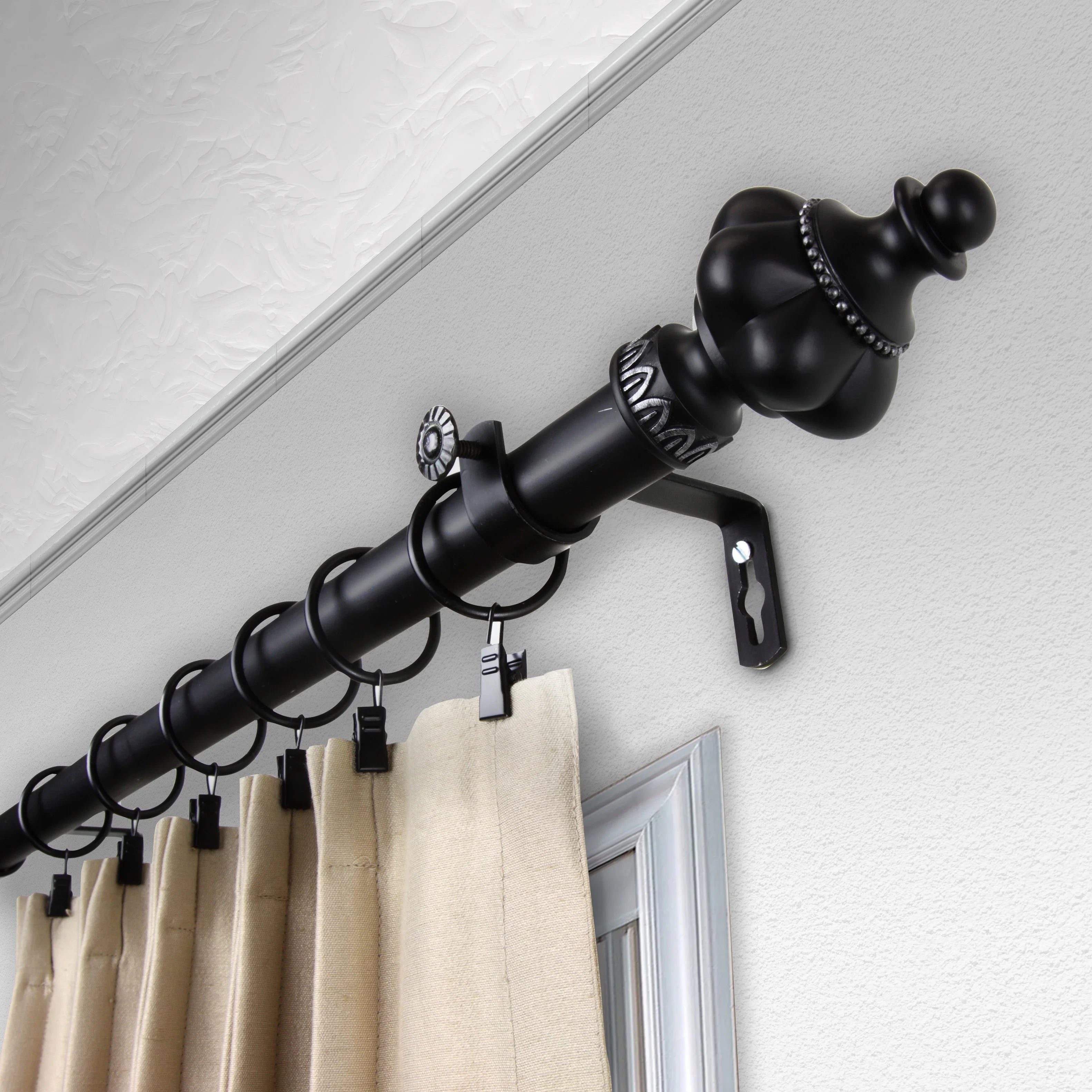 Black Adjustable Curtain Rod 28-48 inch J70676