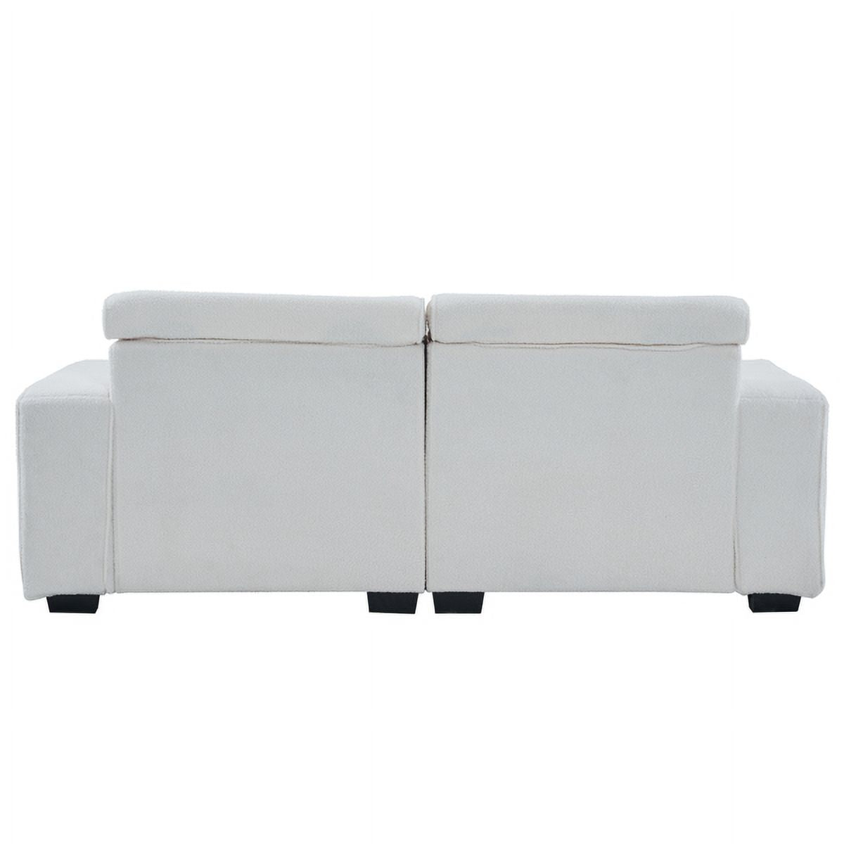 Off-White Teddy Velvet 2-Seat Sofa Bed with Detachable Armrests D263660