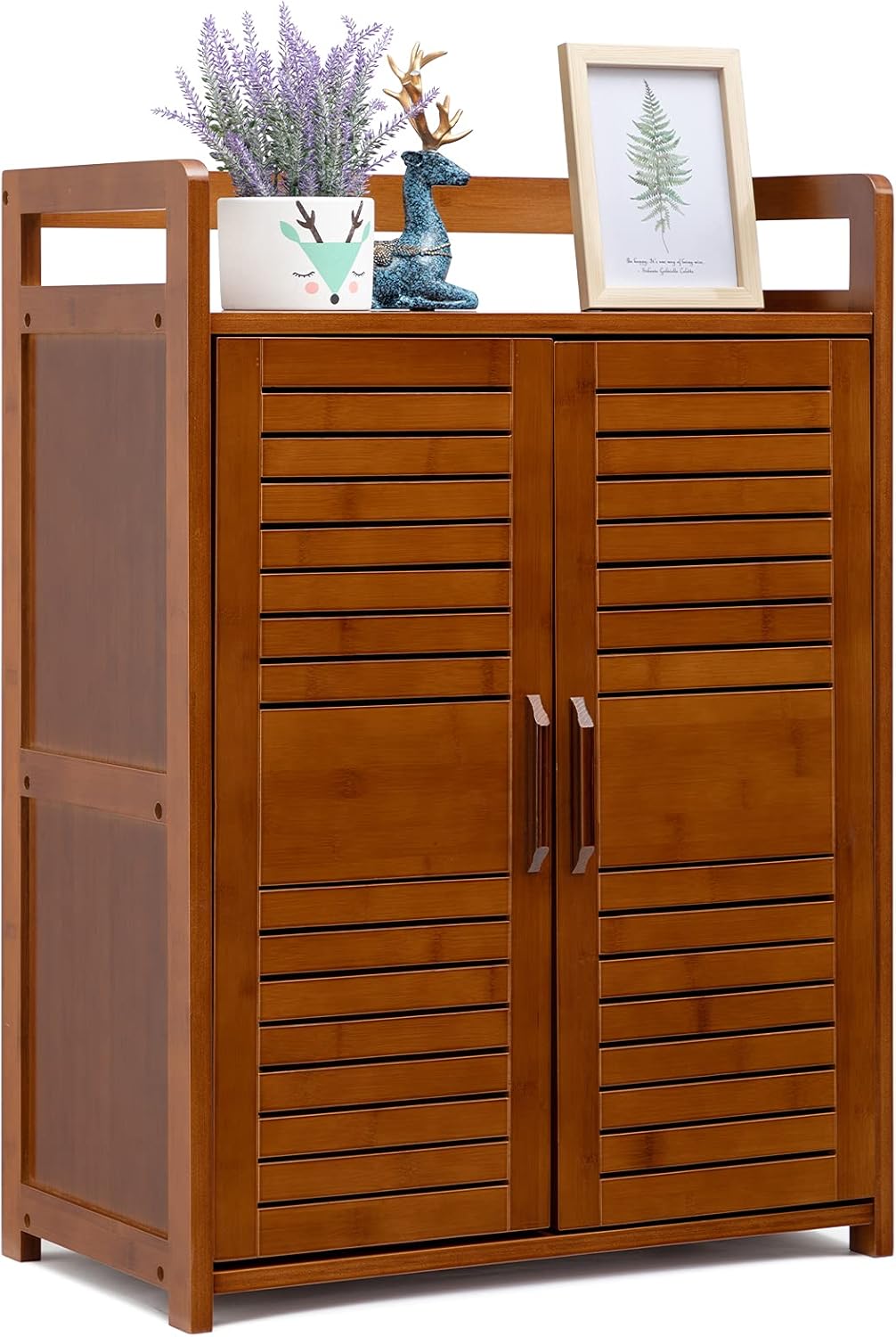 Bamboo 2 Door Storage Cabinet, Antique Brown V518705