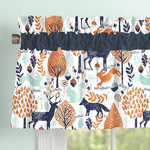 Navy and Orange Woodland Window Valance Rod Pocket I749107