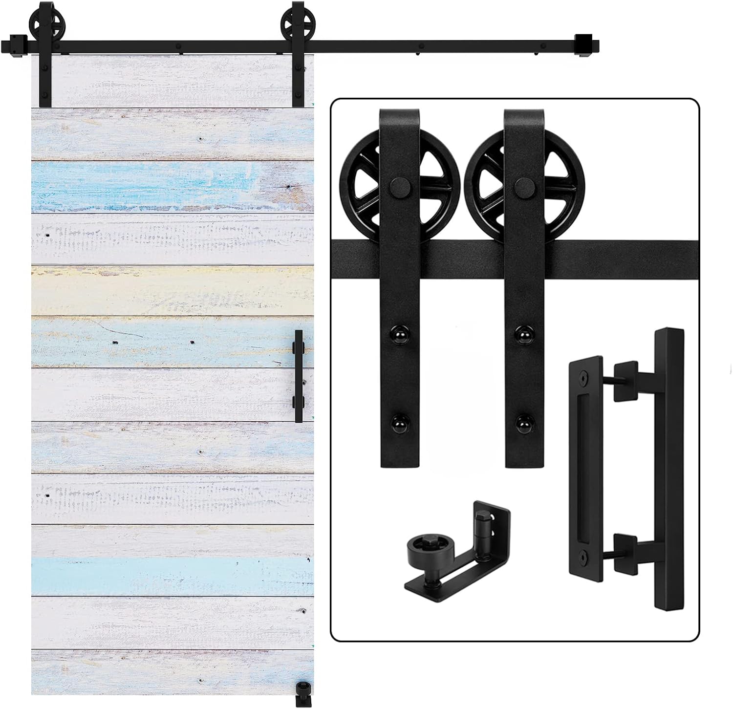 6.6 FT Sliding Barn Door Track and Handle Hardware Kit Q313