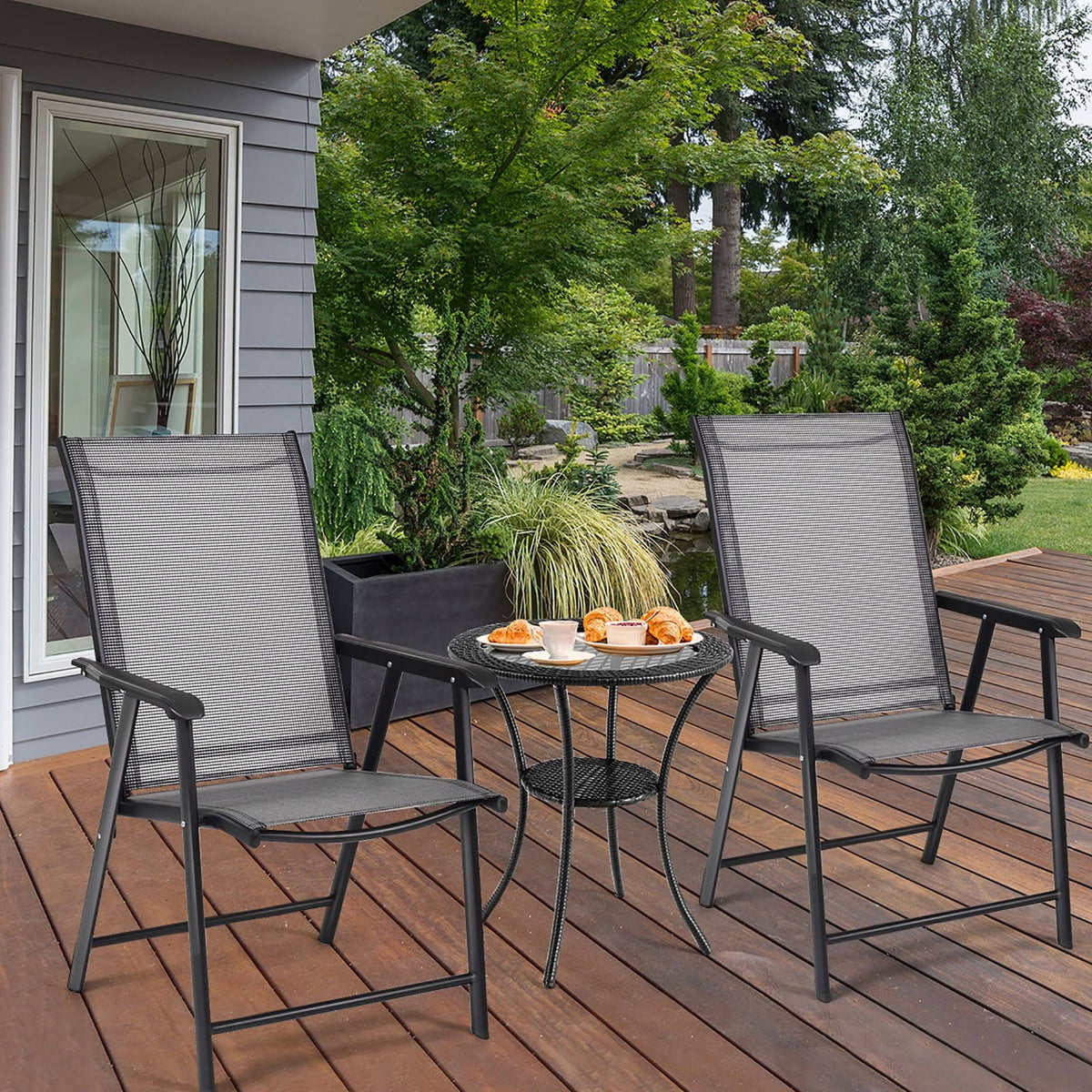 Grey Set of 4 Patio Folding Chairs A61234
