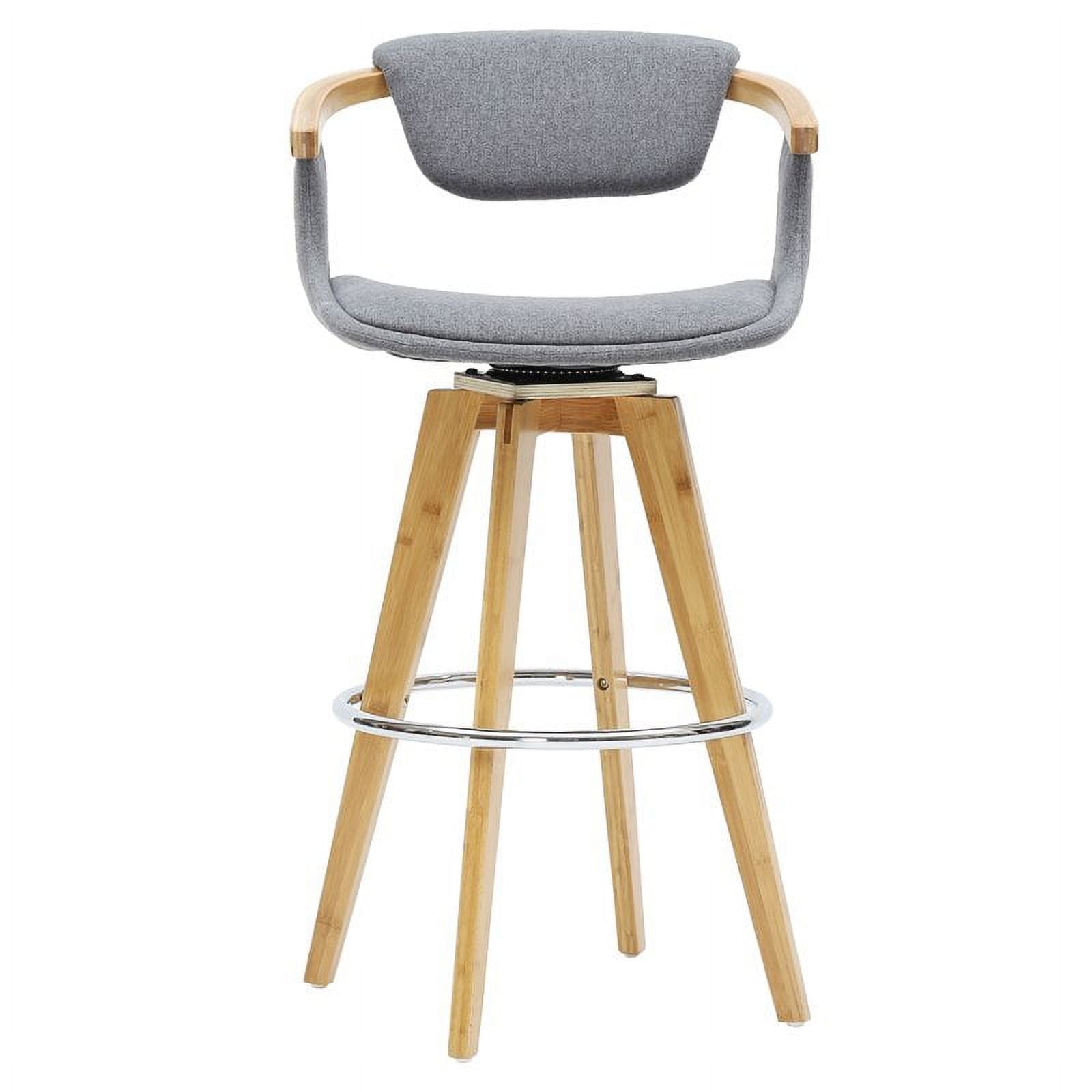 26" Fabric Bamboo Counter Stool in Gray/Natural X562189