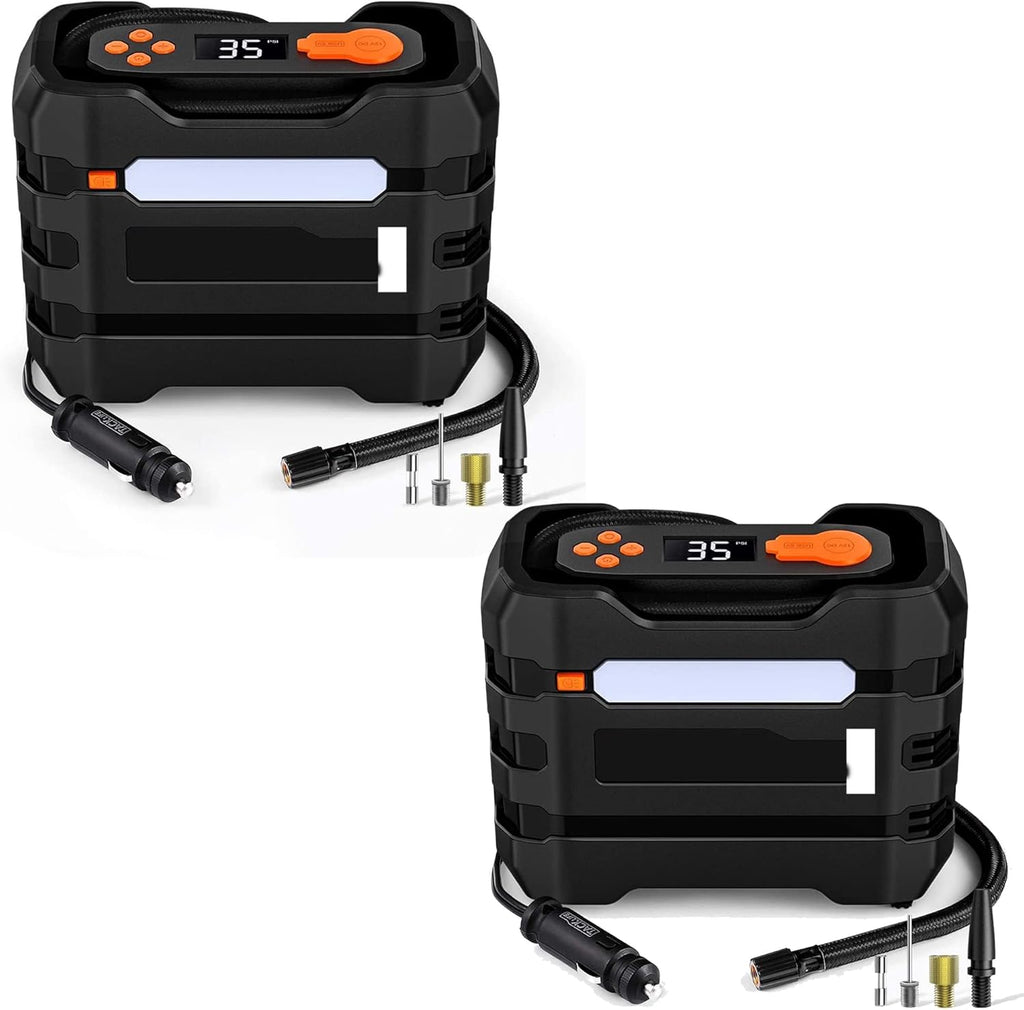 Orange 2Pcs Portable Car Tire Inflator Air Compressor J575688