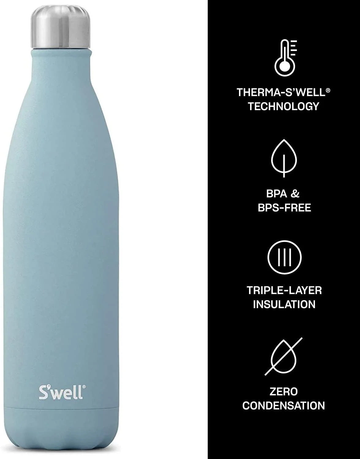 Aquamarine 25 oz Stainless Steel Water Bottle L9164