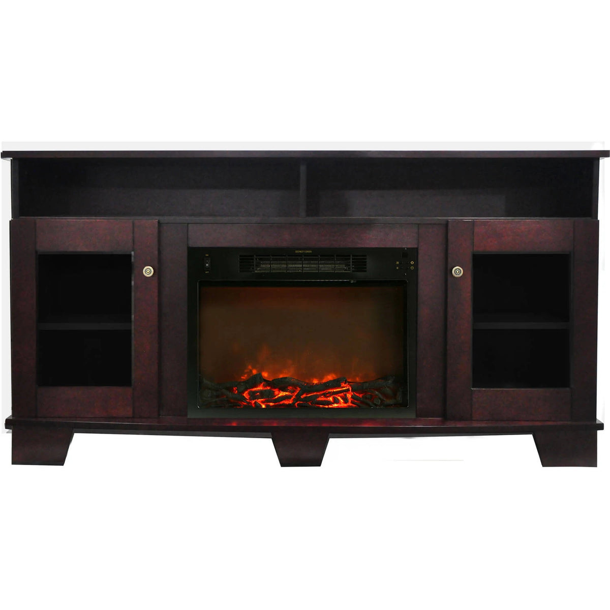 Mahogany Fireplace Mantel with Electronic Fireplace Insert F71557