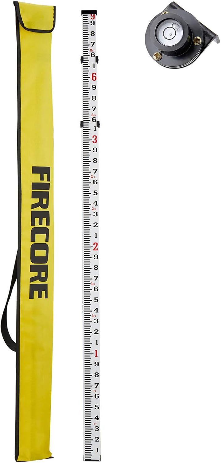 9-Foot Aluminum Grade Rod, 3 Sections Telescopic with Bubble Level, Pack of 2 S28115