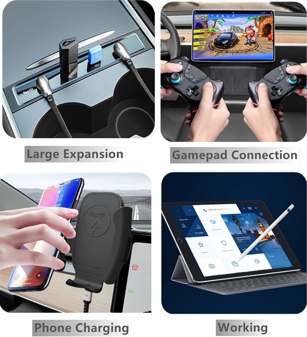4 in 1 USB Hub Center Console Adapter, Black Pack of 2 E555114