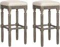 Kitchen Counter Barstool 30 Inch Seat Height Taupe Set of 2 P249