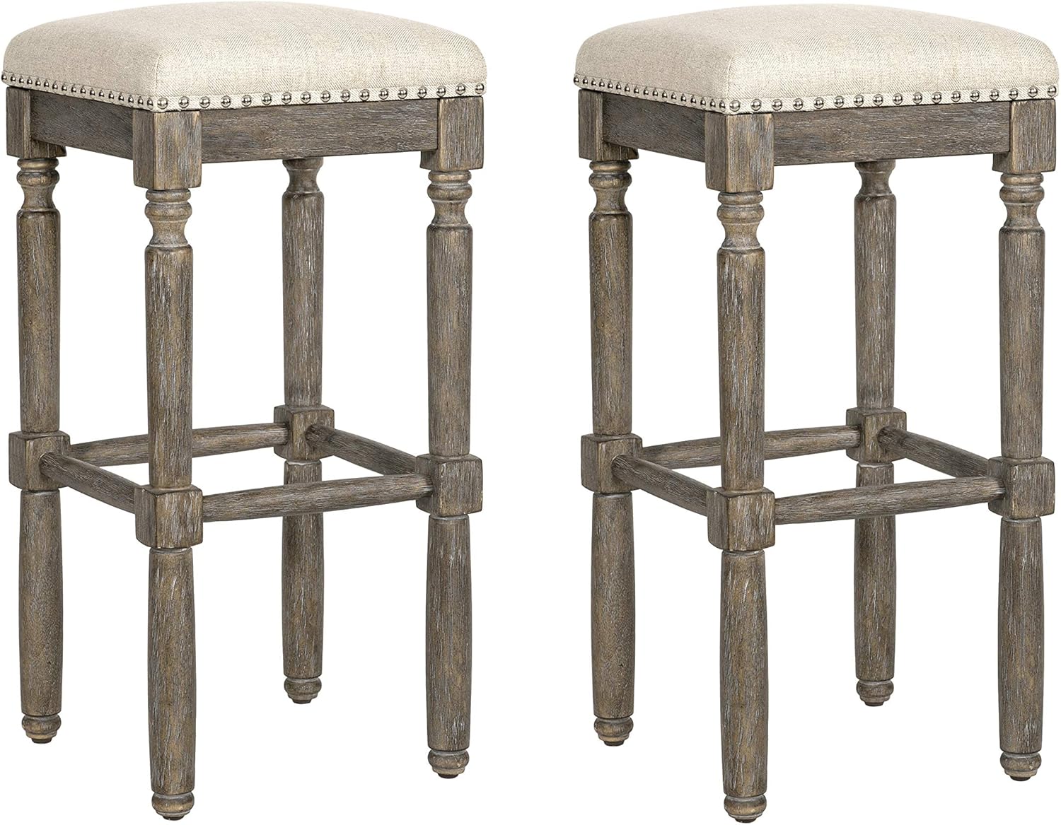 Kitchen Counter Barstool 30 Inch Seat Height Taupe Set of 2 P249