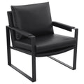 Black Faux Leather Accent Chair with Track Arms Q734800
