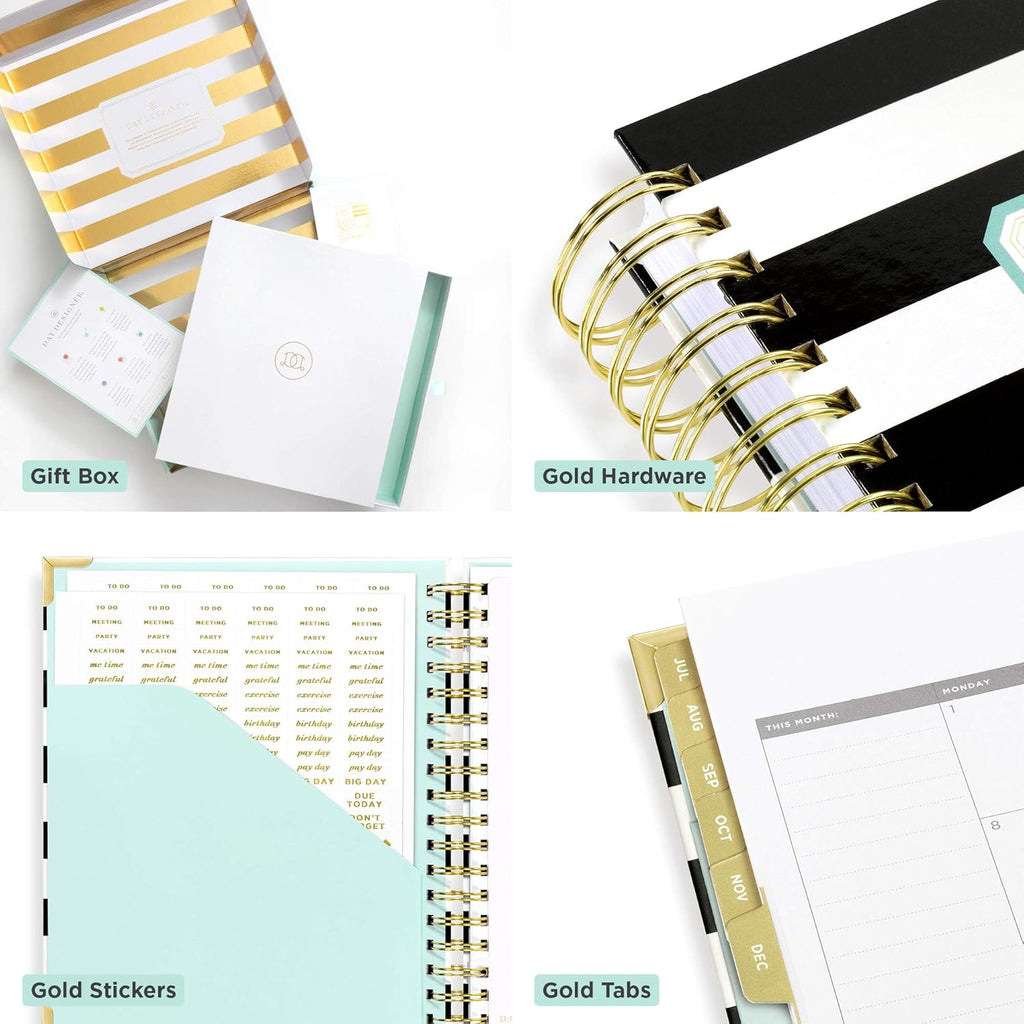 Black Stripe Spiral Bound Daily Planner A8152