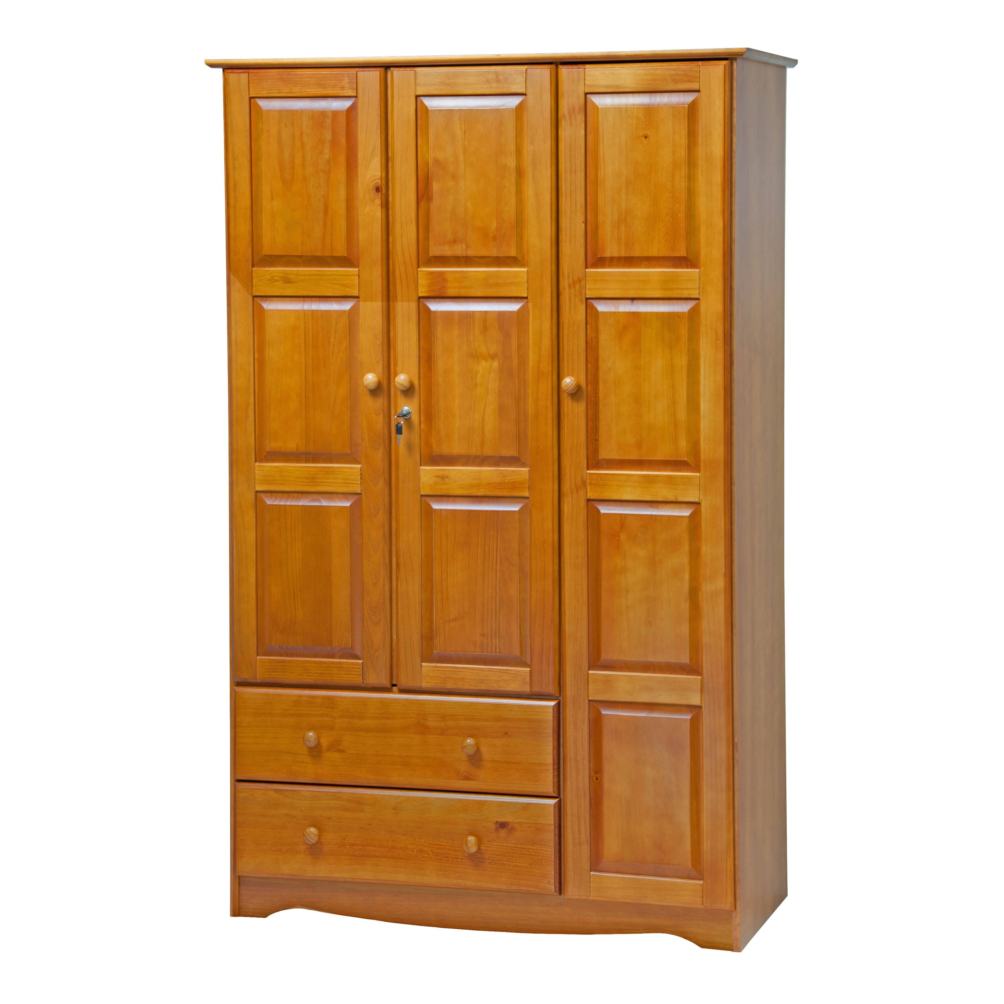 Solid Wood 3-Door Wardrobe with Lock F205131
