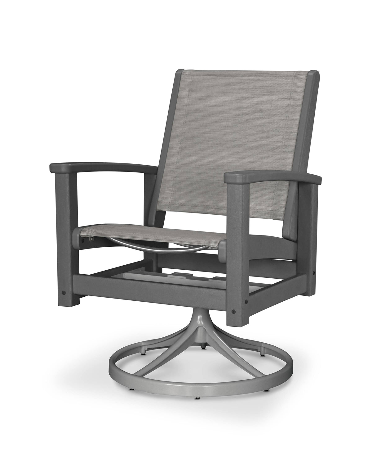 Textured Silver Slate Grey Metallic Sling Swivel Rocker L63736