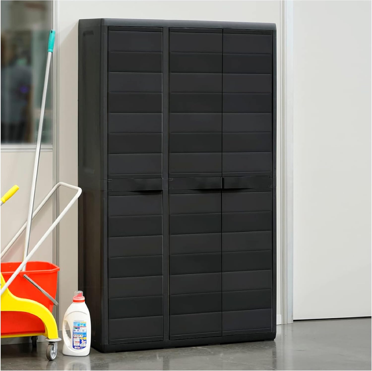 Black Garden Storage Cabinet with 4 Shelves R36848