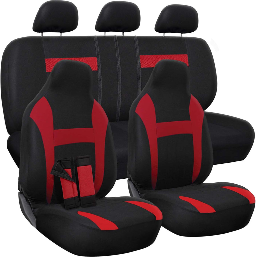 PU Leather Solid Beige Car Seat Cover, 10 pc Full Set Pack of 2 F42339