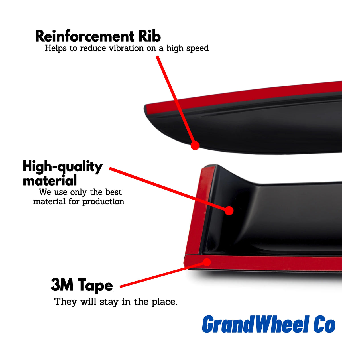 Smoke Tinted Tape-On Side Window Vent Visor Deflectors Rain Guards 4pcs F624