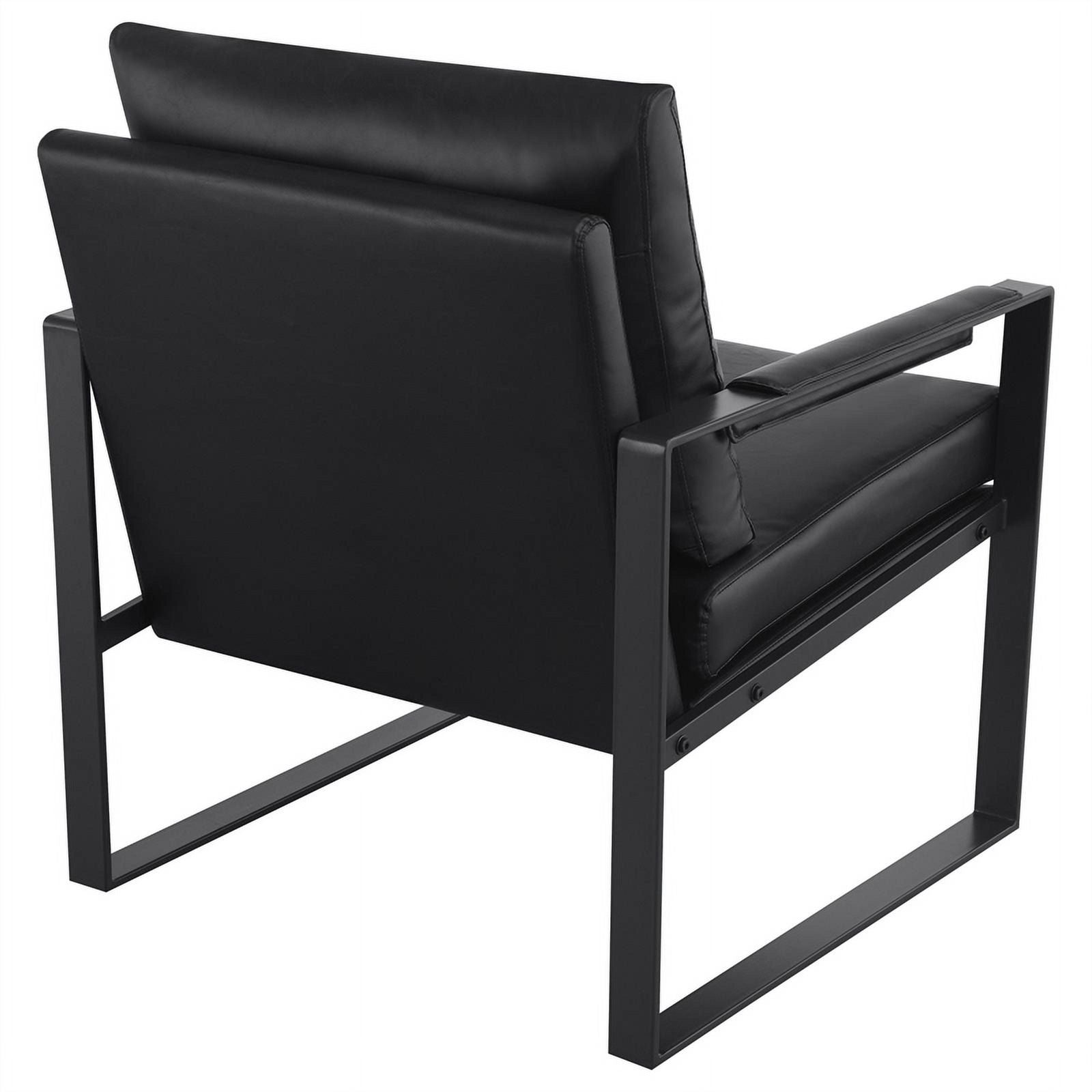 Black Faux Leather Accent Chair with Track Arms Q734800