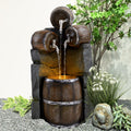 Whiskey Barrel Outdoor Freestanding Fountain with LED Lights U49801