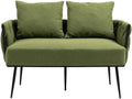 Green Velvet Tufted Armchair with Metal Legs and 2 Couch Pillows P34008