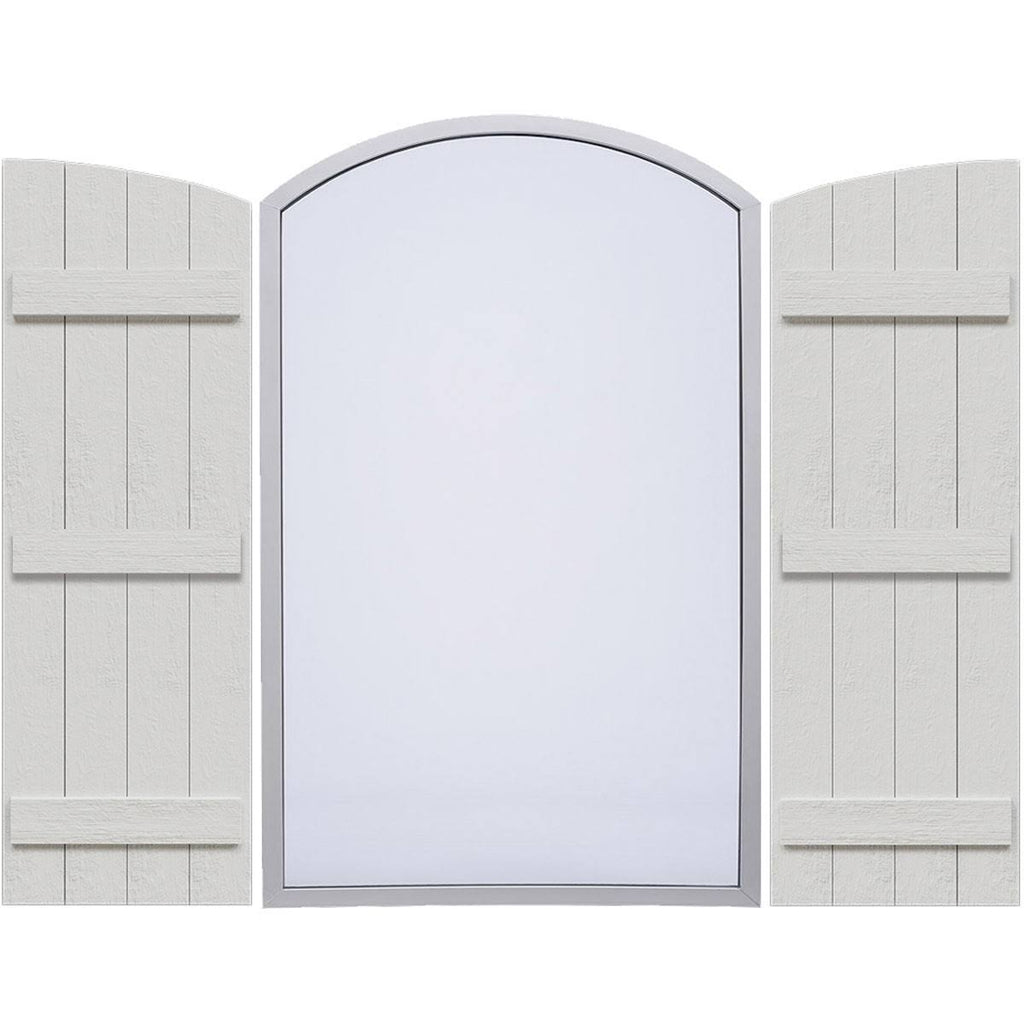 Rustic Faux Wood Shutters with Elliptical Arch Top B2472