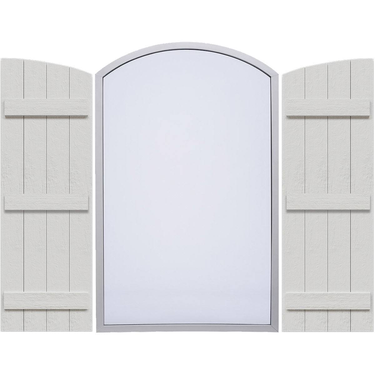 Rustic Faux Wood Shutters with Elliptical Arch Top B2472
