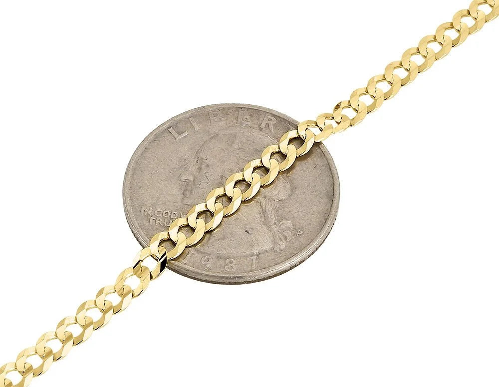 10K Yellow Gold Cuban Link Chain Necklace, 22 Inches E291