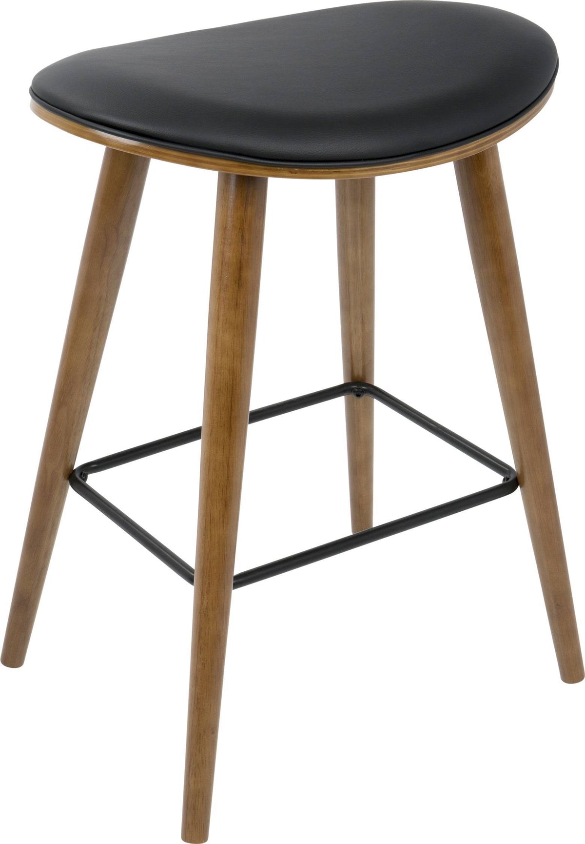 Saddle Walnut and Black Leather Counter Stool Set of 2 T890462