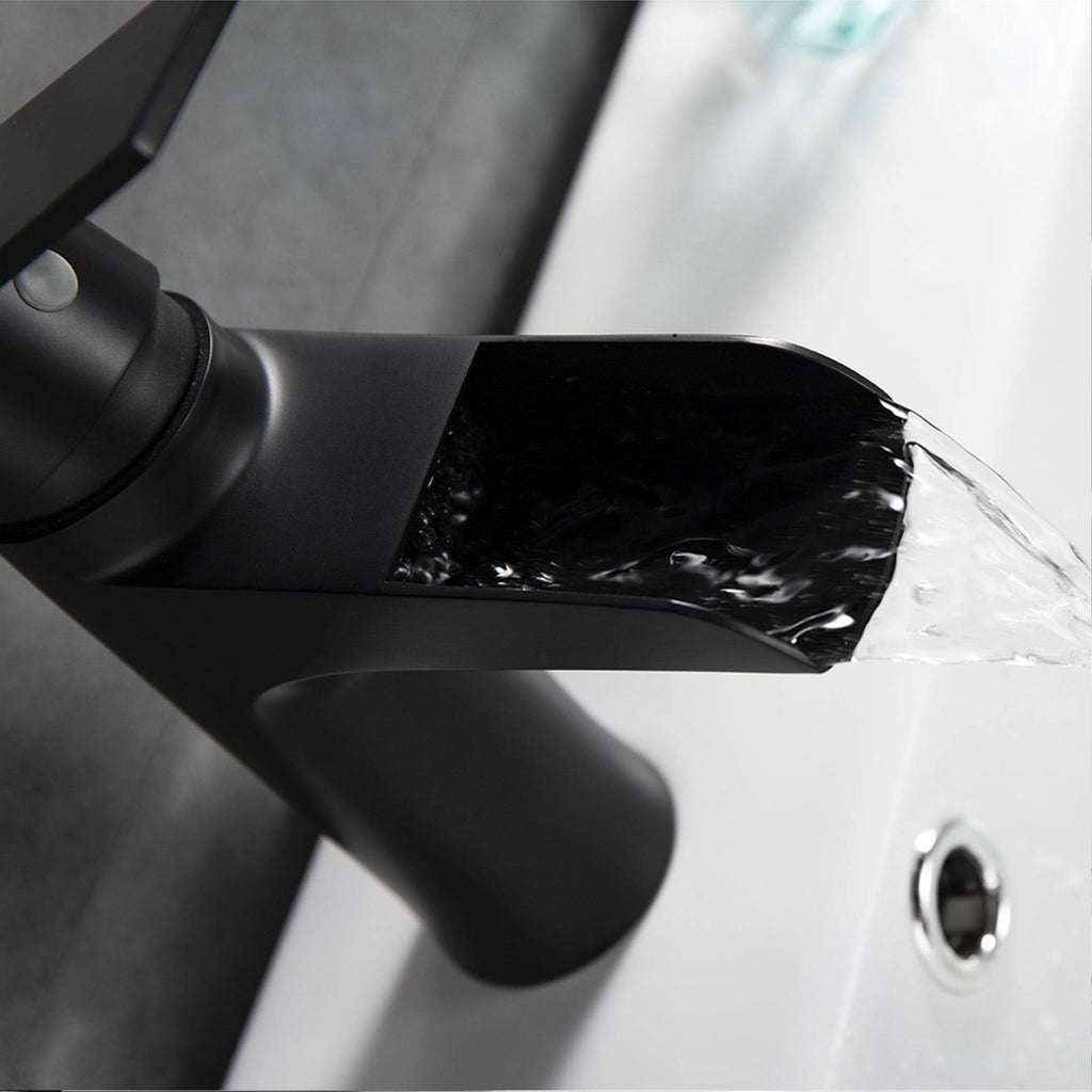 Matte Black Stainless Steel Single Hole Waterfall Bathroom Faucet R690978