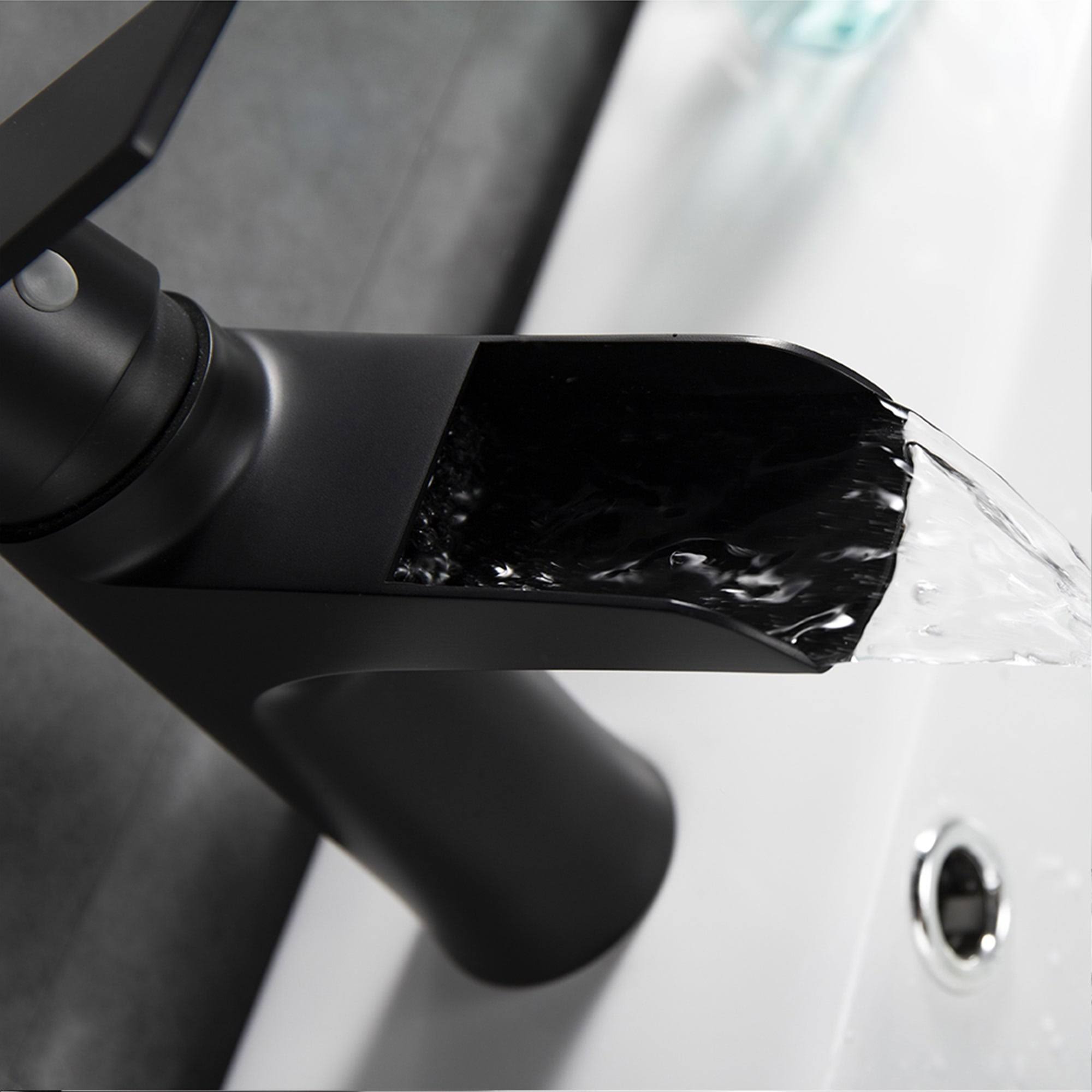Matte Black Stainless Steel Single Hole Waterfall Bathroom Faucet R690978