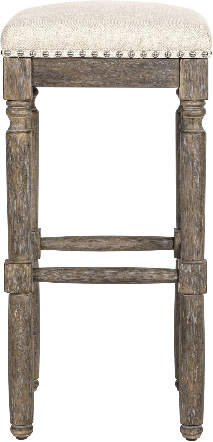 Kitchen Counter Barstool 30 Inch Seat Height Taupe Set of 2 P249